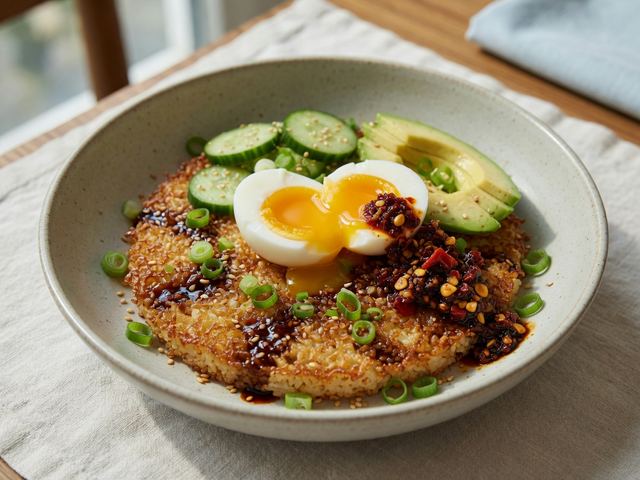 Crispy Rice Breakfast Bowls with Soft Eggs & Chili Crisp