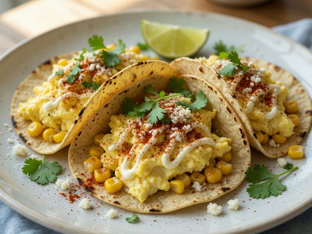 Elote-Spiced Soft Scramble Breakfast Tacos with Cotija & Lime