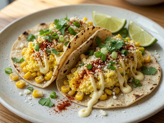 Elote-Style Corn & Egg Breakfast Tacos