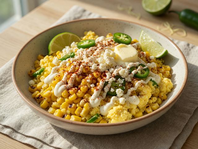 Elote-Style Sweet Corn Scramble Bowls
