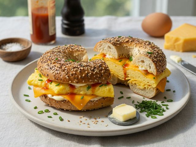 Everything Bagel Egg & Cheese Breakfast Sandwiches