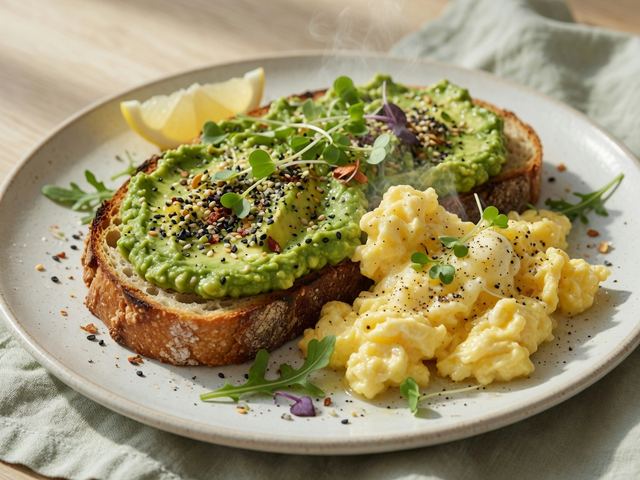 Everything-Spice Avocado Toast with Soft-Scrambled Eggs