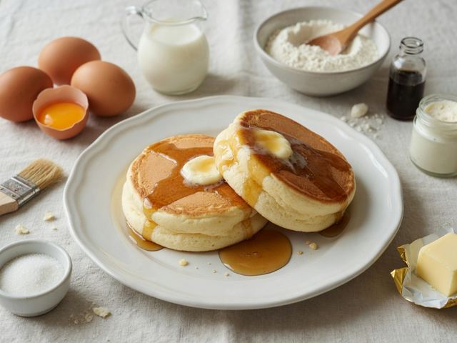 Fluffy Japanese Soufflé Pancakes with Maple Butter