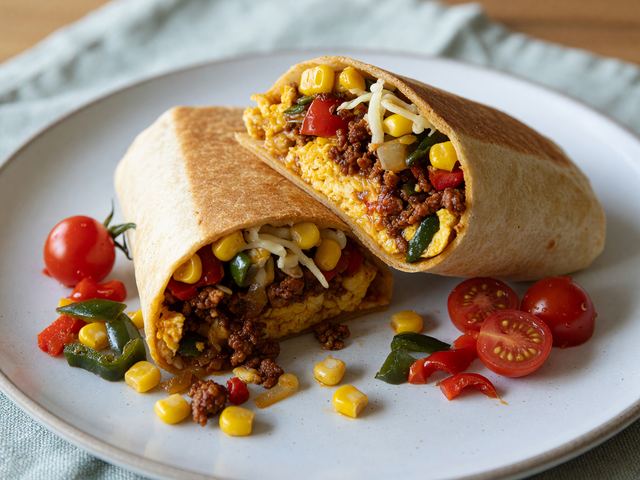 Freezer-Batch Chorizo Sweet Corn Breakfast Burritos
