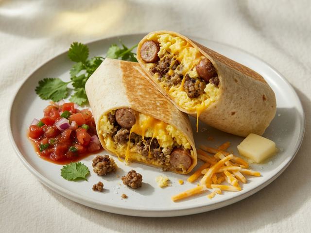 Freezer-Friendly Sausage Egg & Cheese Breakfast Burritos