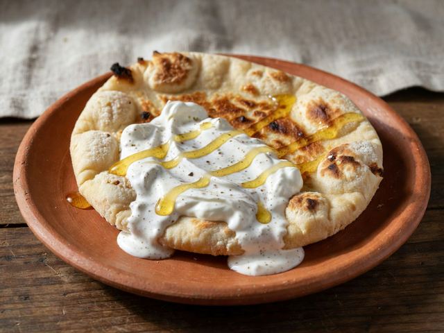 Ghee-Toasted Flatbread with Spiced Yogurt and Honey