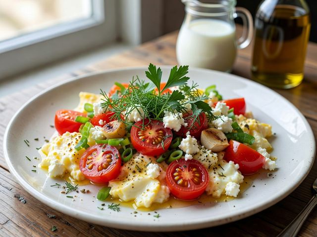 Greek Tomato Feta Scramble
