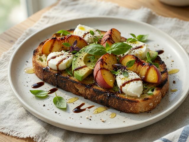 Grilled Peach Caprese Breakfast Toast