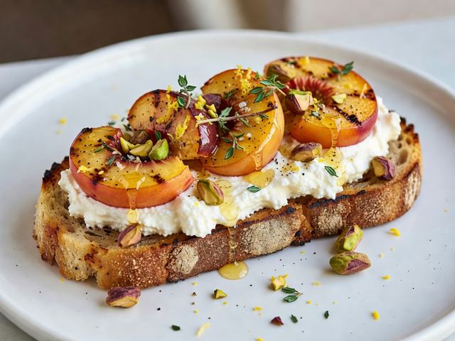 Grilled Peach Ricotta Toast
