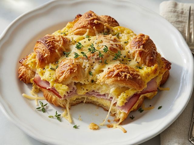 Ham and Gruyère Croissant Breakfast Bake