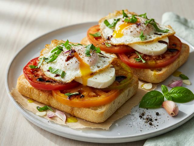 Heirloom Tomato Caprese Breakfast Sandwiches