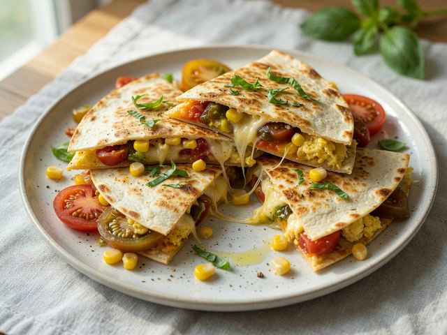 Heirloom Tomato & Fresh Corn Breakfast Quesadillas