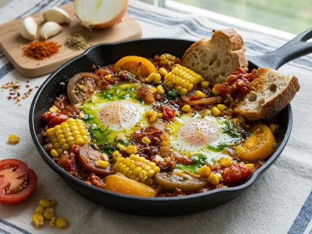 Heirloom Tomato & Sweet Corn Shakshuka