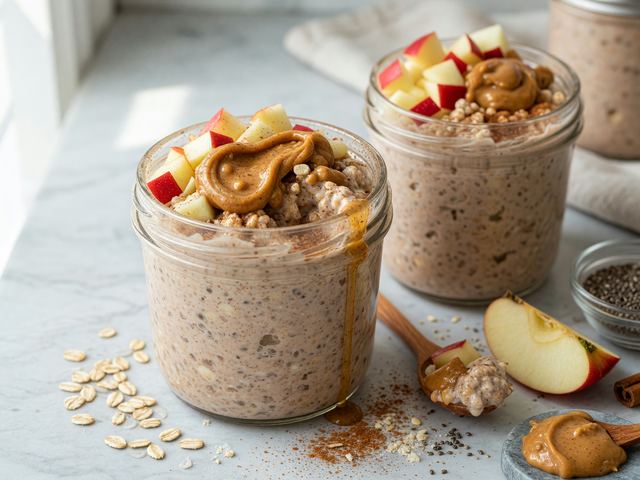 High-Protein Apple Cinnamon Overnight Oats Jars