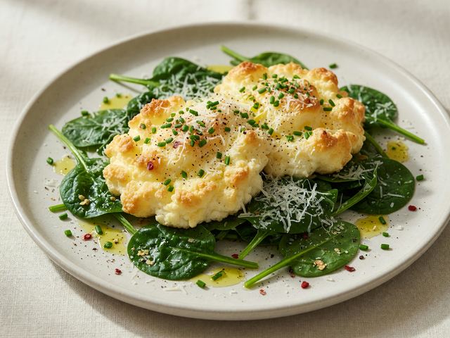 High-Protein Cloud Eggs with Spinach