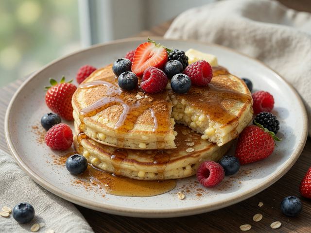 High-Protein Cottage Cheese Pancakes with Berries
