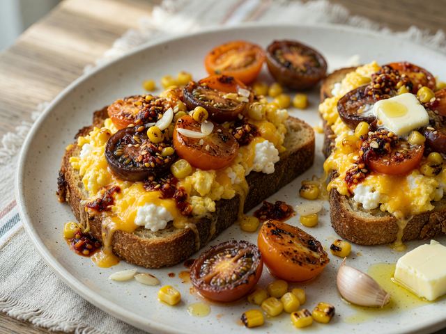 High-Protein Cottage Cheese Scramble Melts with Blistered Heirlooms