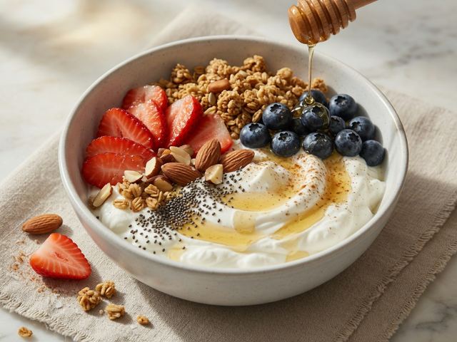 Honey Almond Greek Yogurt Breakfast Bowls
