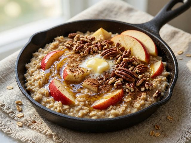 Honeycrisp Apple Cinnamon Skillet Oatmeal with Toasted Pecans