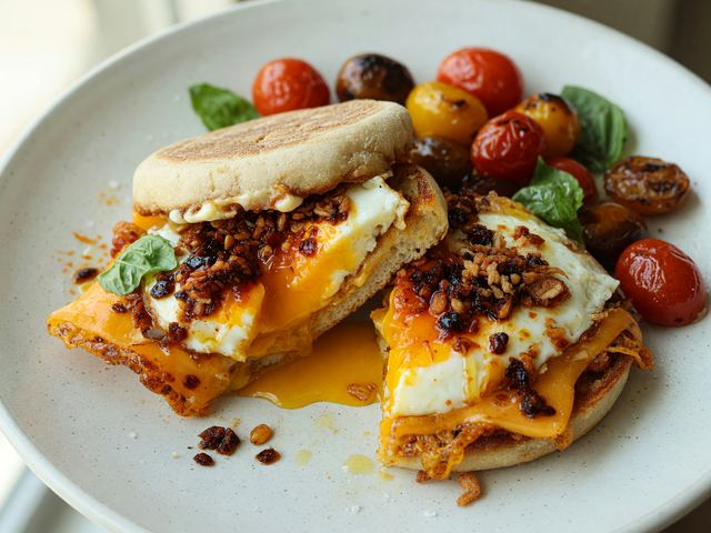 Hot Honey Chili-Crisp Egg Sandwiches with Blistered Tomatoes
