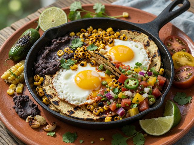 Huevos Rancheros Skillet with Charred Corn & Heirloom Salsa