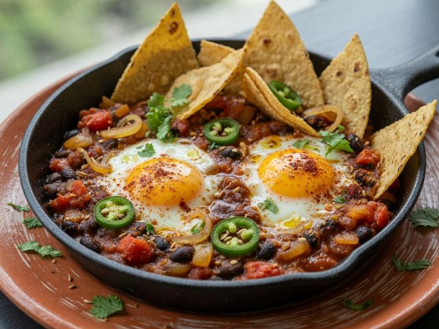 Huevos Rancheros Skillet with Crispy Corn Tortillas