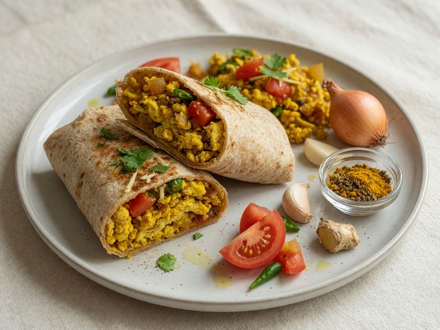 Indian Masala Egg Bhurji Breakfast Wraps