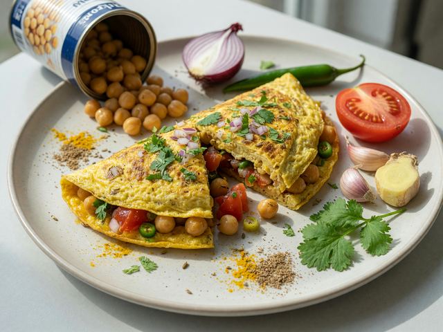 Indian Masala Omelette with Chickpeas