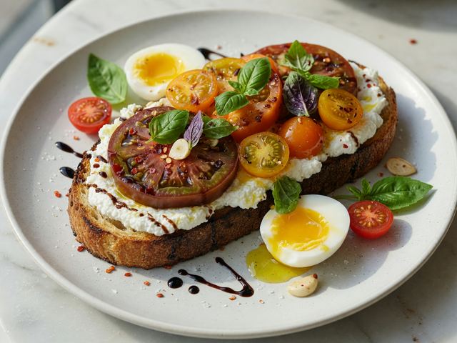 Italian Burst Heirloom Tomato & Basil Ricotta Toast