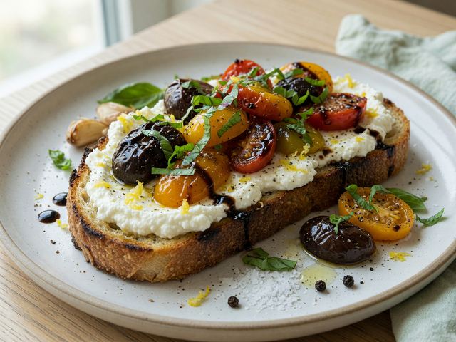 Italian Ricotta Toast with Blistered Heirloom Tomatoes