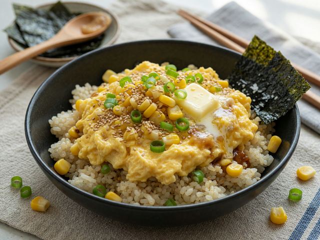 Japanese Miso-Butter Corn Soft-Scramble Breakfast Bowls