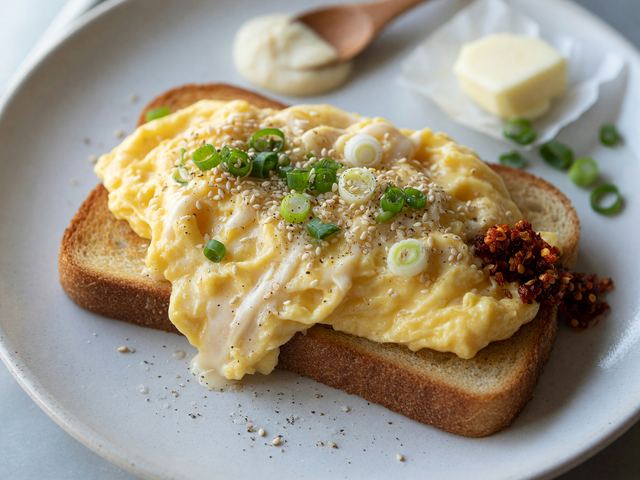 Japanese Miso Butter Soft Scrambled Eggs on Toast