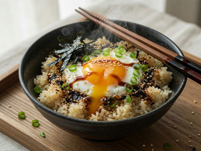 Japanese Tamago Kake Gohan Egg Rice Bowl