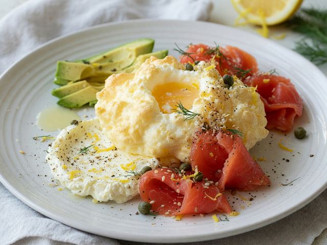 Keto Cloud Eggs with Smoked Salmon