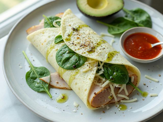 Keto Egg White Turkey Spinach Wrap