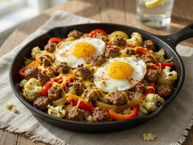 Keto Sausage and Cheese Skillet Hash