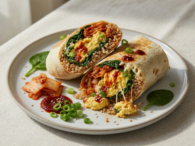 Korean Gochujang Soft-Scramble Breakfast Burritos