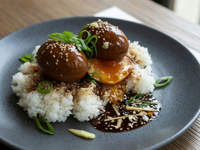 Korean Mayak Eggs over Rice