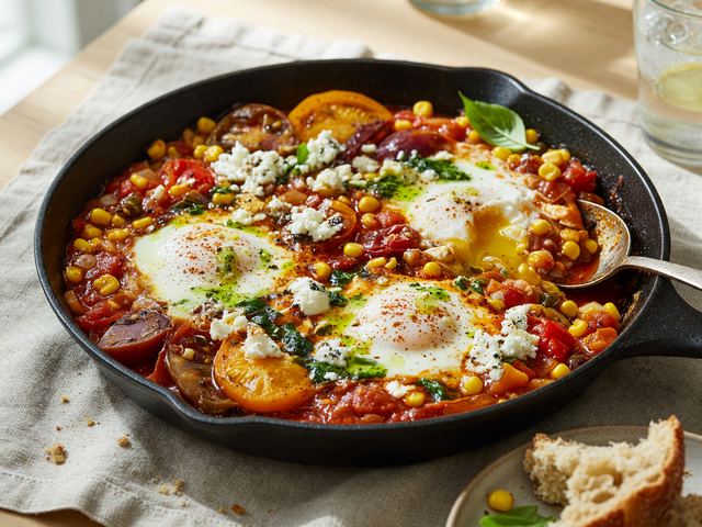 Late-Summer Tomato Corn Shakshuka with Feta