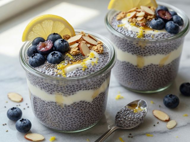 Lemon Blueberry Chia Pudding Breakfast Jars