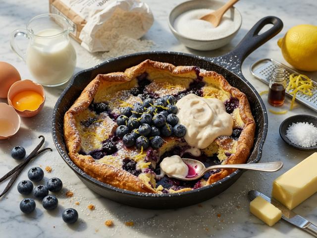 Lemon Blueberry Dutch Baby with Maple Yogurt