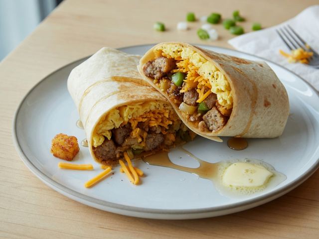 Make-Ahead Maple Sausage Breakfast Burritos