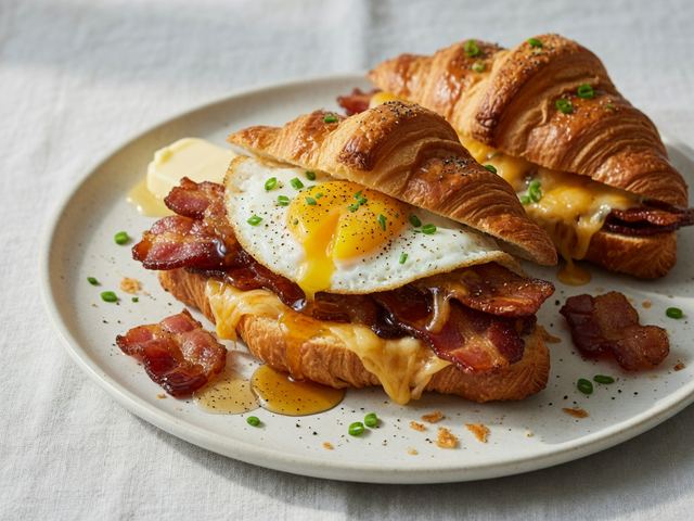 Maple Bacon Croissant Breakfast Sandwiches