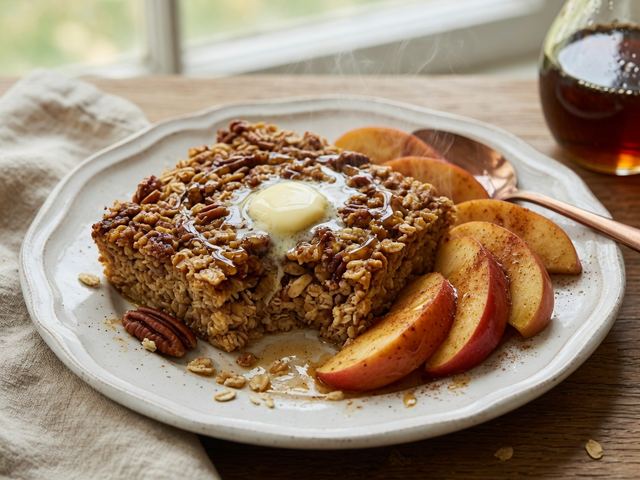 Maple Pecan Baked Oatmeal with Warm Spiced Apples