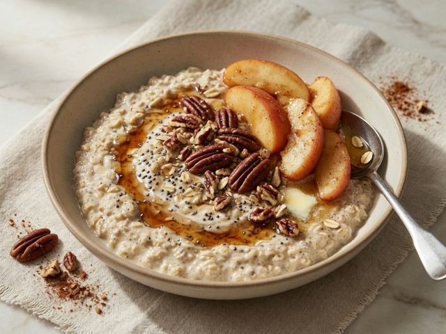 Maple Pecan Overnight Oats with Cinnamon Apples