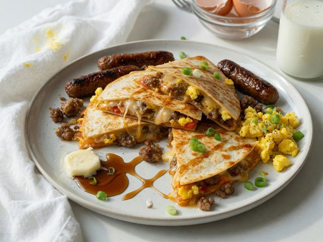 Maple Sausage & Pepper Jack Breakfast Quesadillas