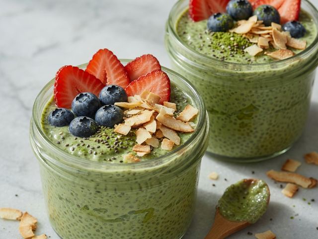 Matcha Coconut Chia Pudding Breakfast Jars