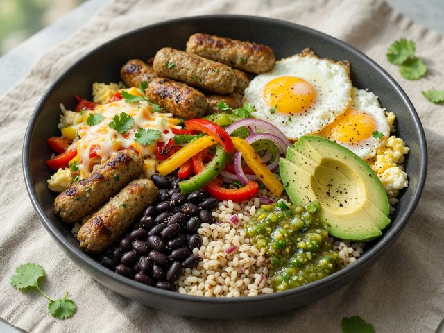 Meal-Prep Chicken Sausage Breakfast Burrito Bowls