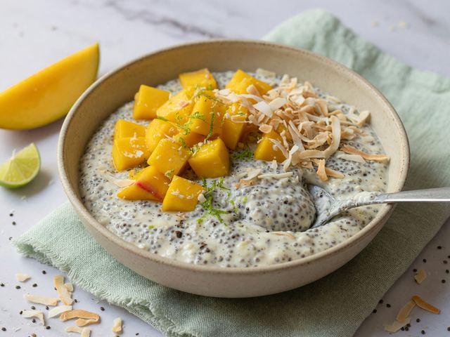 Meal-Prep Mango Coconut Chia Protein Pudding