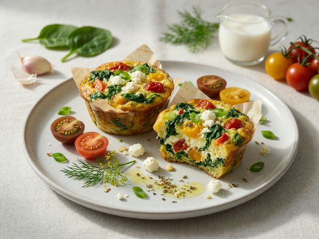 Mediterranean Heirloom Tomato & Spinach Egg Muffins